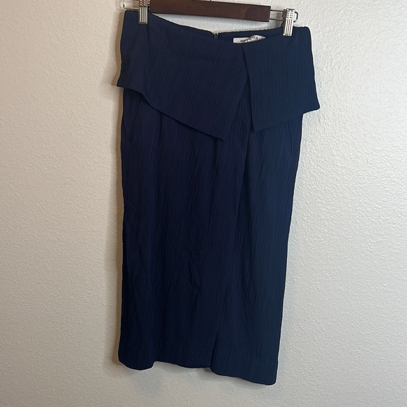 Mm Lafleur montgomery navy jersey pleated skirt - Picture 6 of 8